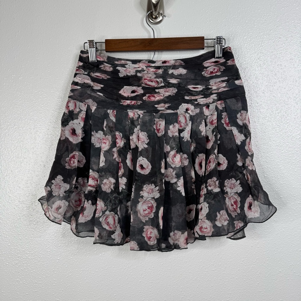 Club Monaco Floral‎ Silk Flouncy Skirt Size 2
